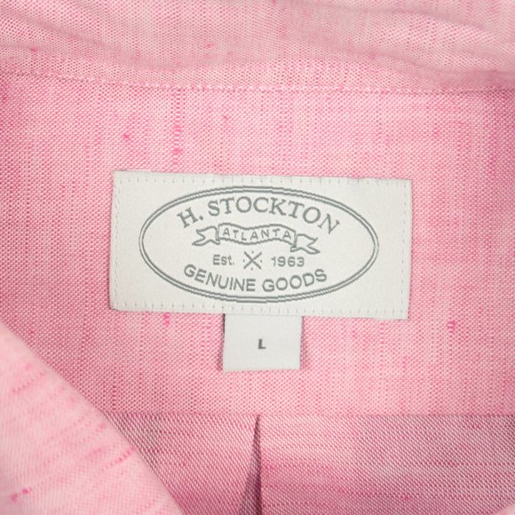 H Stockton Pink Slub Linen Short Sleeve Shirt - Picture 4 of 6